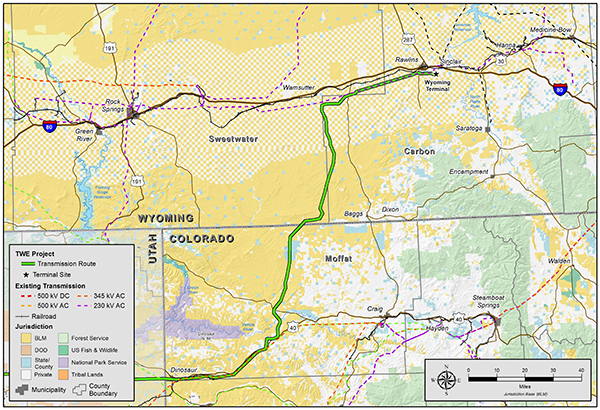 Colorado and Wyoming route map